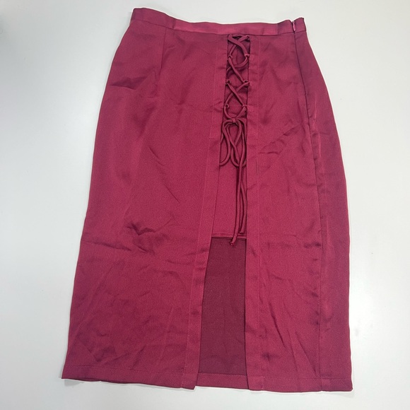 krisa Layered Lace Up Pencil Skirt in Cranberry REVOLVE NEW With Tags Size XS - Picture 7 of 10